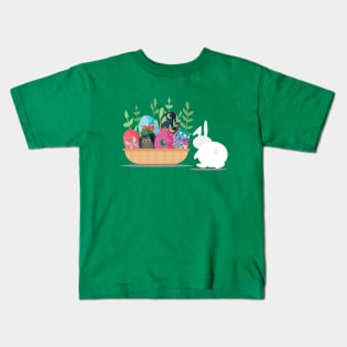 happy easter bunny basket Kids T-Shirt